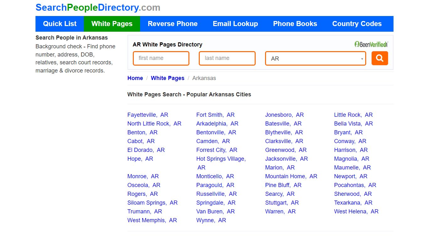 White Pages in Arkansas, Find a Person, Local Directory